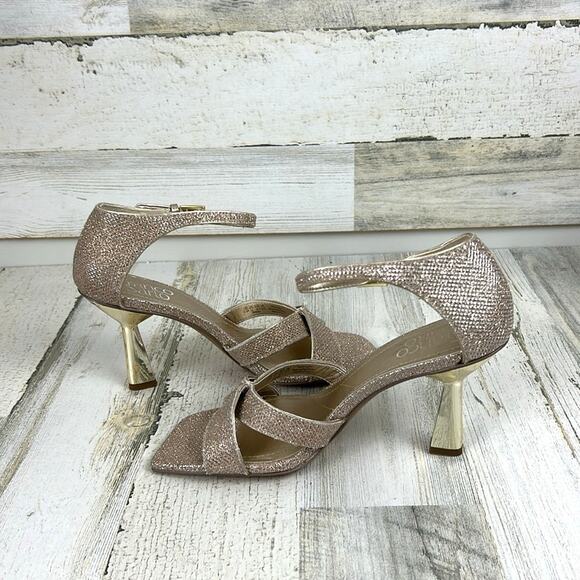Franco Sarto Rania Women’s 6.5 Gold Sparkle Square Toe Heeled Sandals NEW - Picture 7 of 9